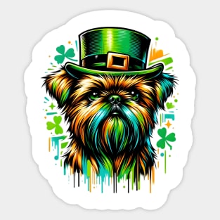 Brussels Griffon Celebrates Vibrant Saint Patrick's Day Sticker